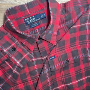 Polo Ralph Lauren Garvey Long Sleeve Button Up Shirt Men 2XL Plaid‎ Red Vintage